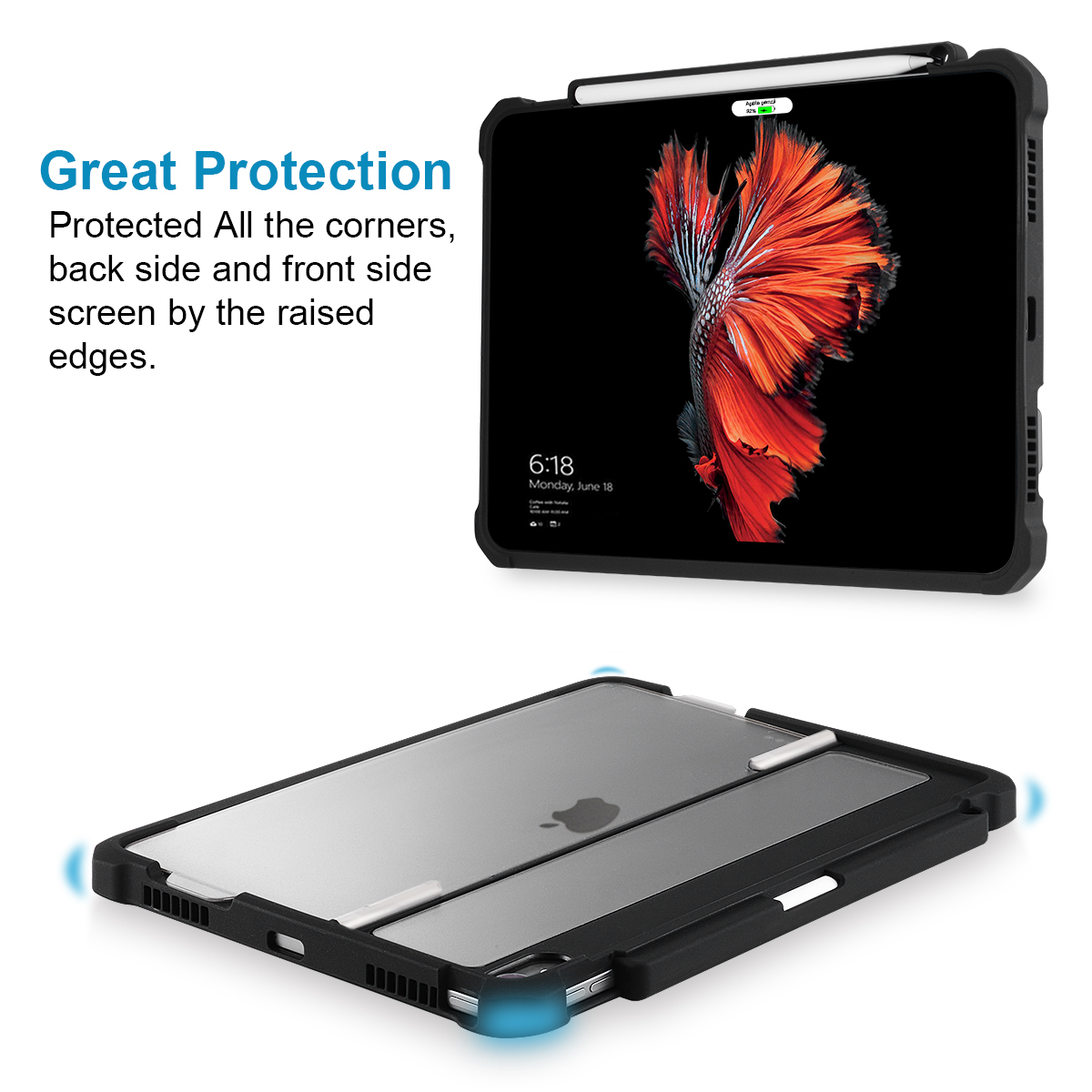Top sell tablet heavy duty soft tpu bumper case cover with flexible standing for ipad pro 11